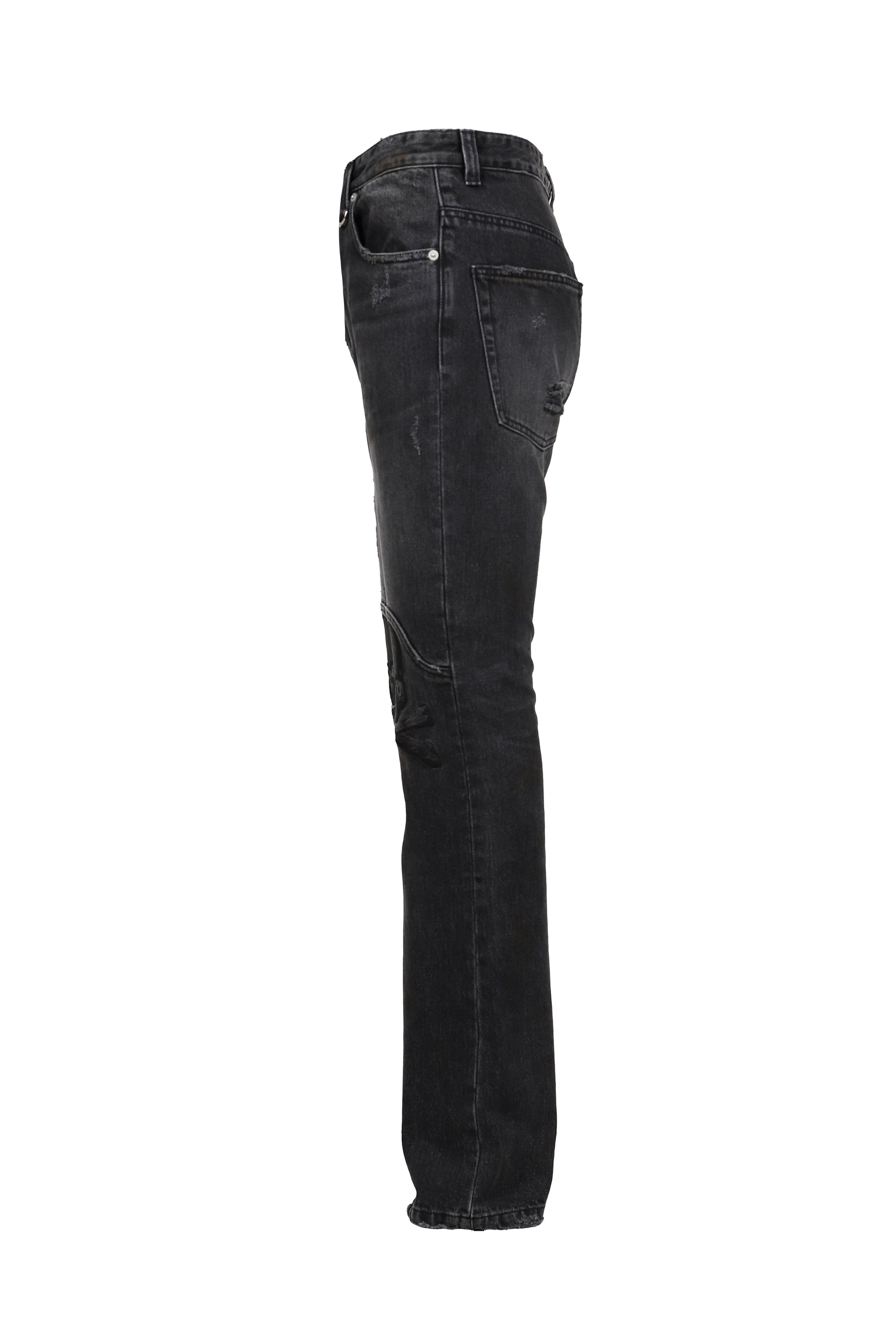 EMBROIDERED BOOT CUT JEANS / BLK