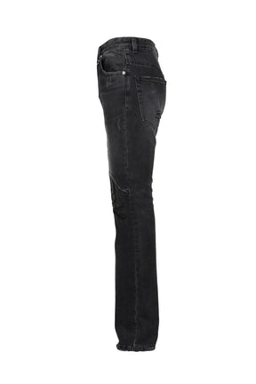 EMBROIDERED BOOT CUT JEANS / BLK