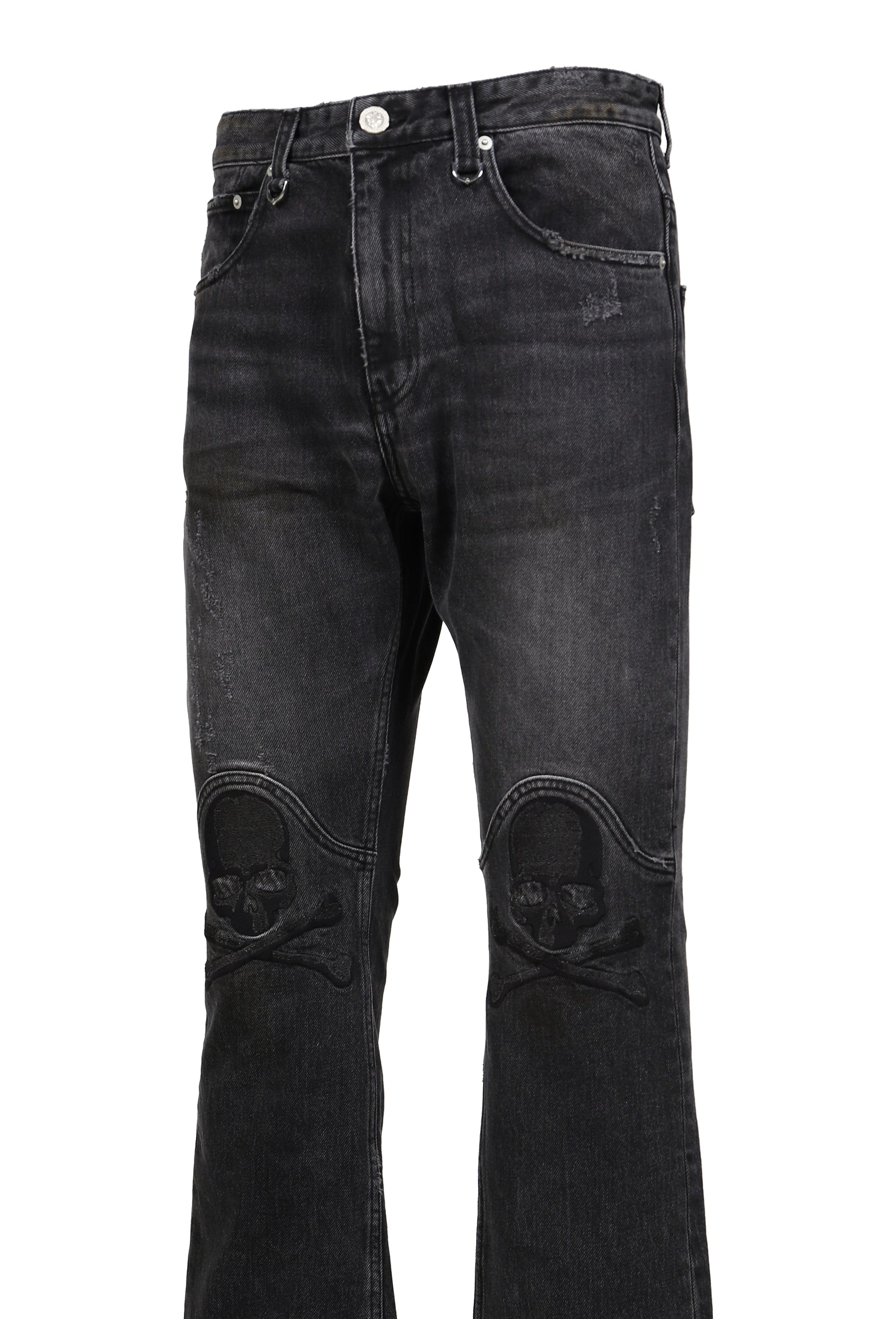 EMBROIDERED BOOT CUT JEANS / BLK