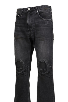 EMBROIDERED BOOT CUT JEANS / BLK