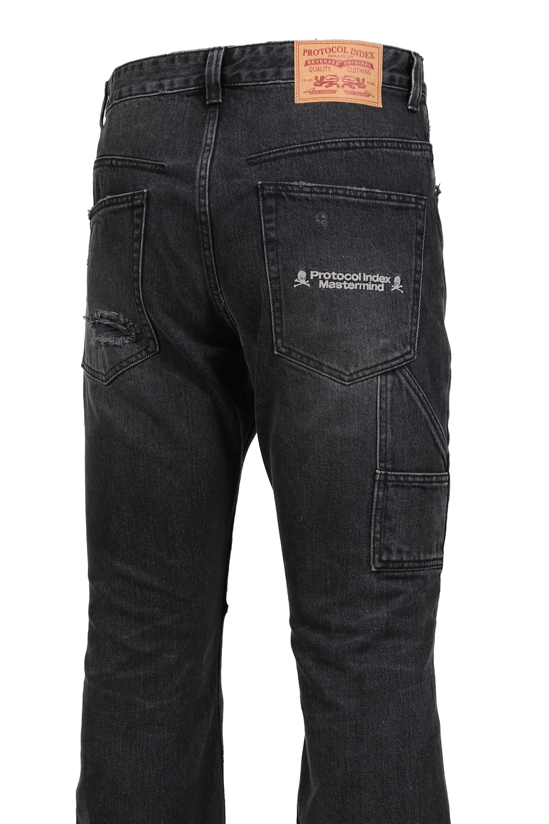 EMBROIDERED BOOT CUT JEANS / BLK