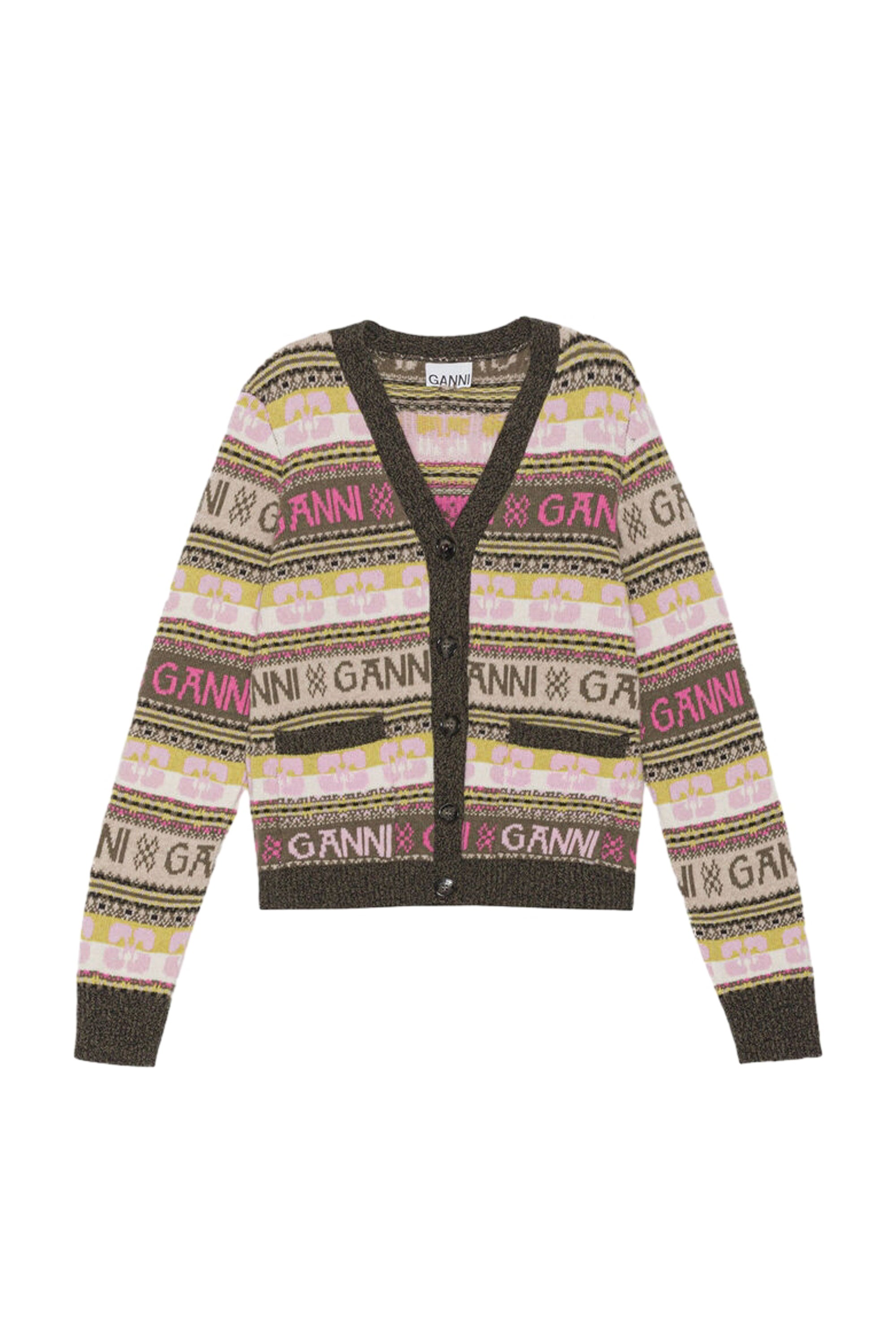 GANNI ガニー FW23 LOGO WOOL CARDIGAN / MTI -NUBIAN