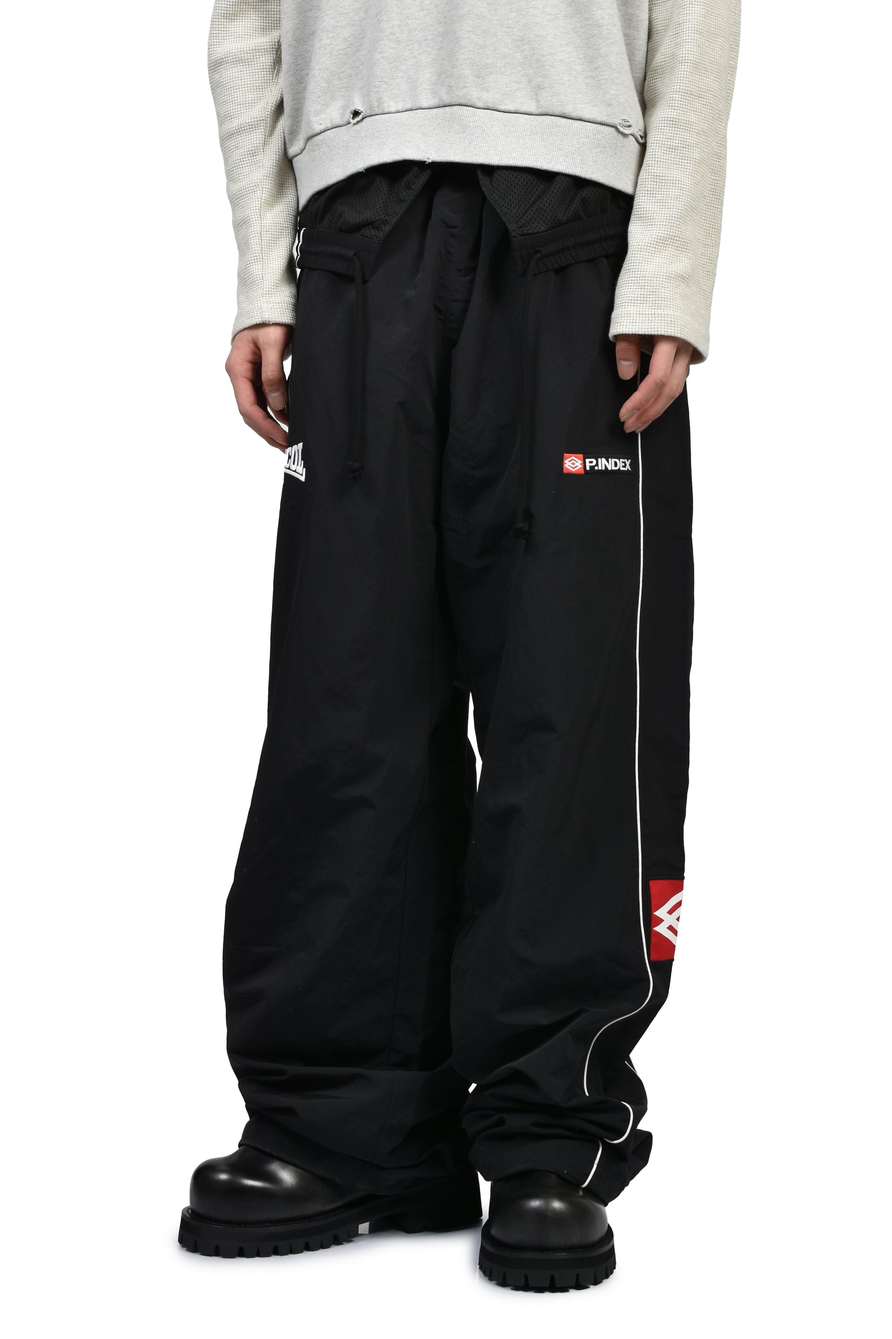 FOLDED TRACK PANTS / BLK