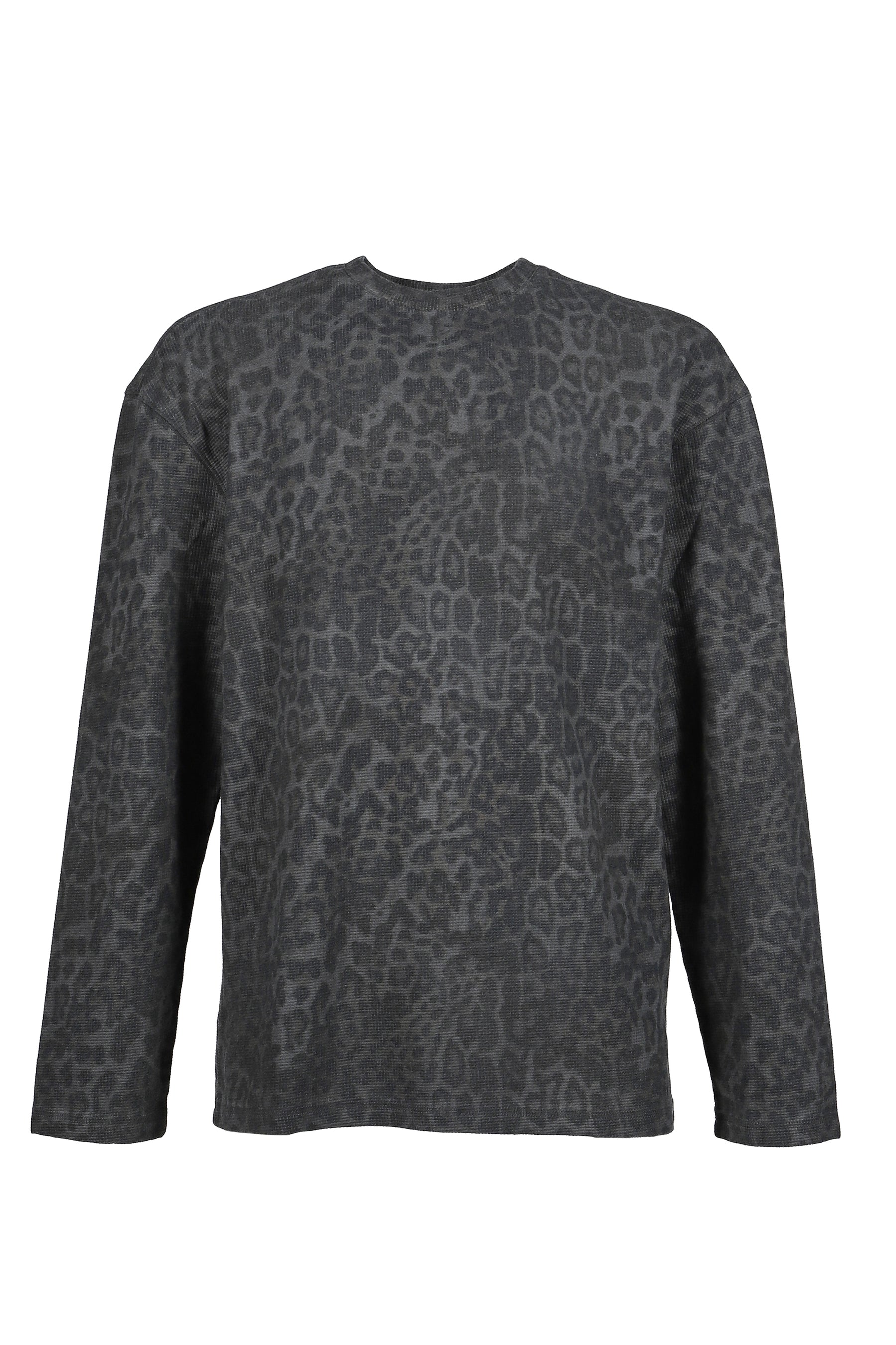 CHARCOAL LEOPARD WAFFLE LS TOP / LEO
