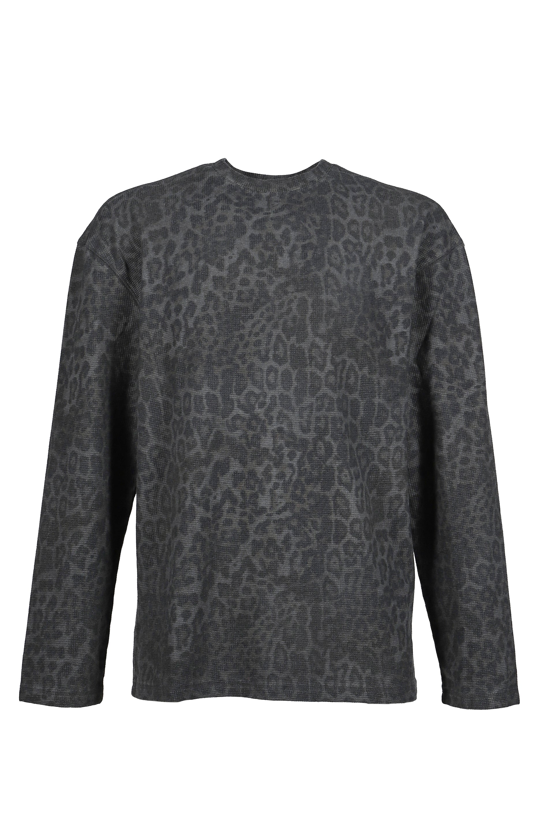 CHARCOAL LEOPARD WAFFLE LS TOP / LEO
