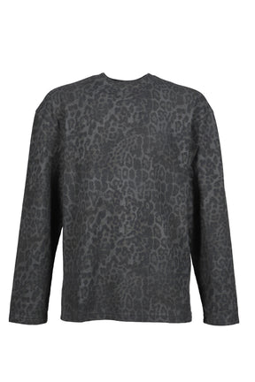 CHARCOAL LEOPARD WAFFLE LS TOP / LEO