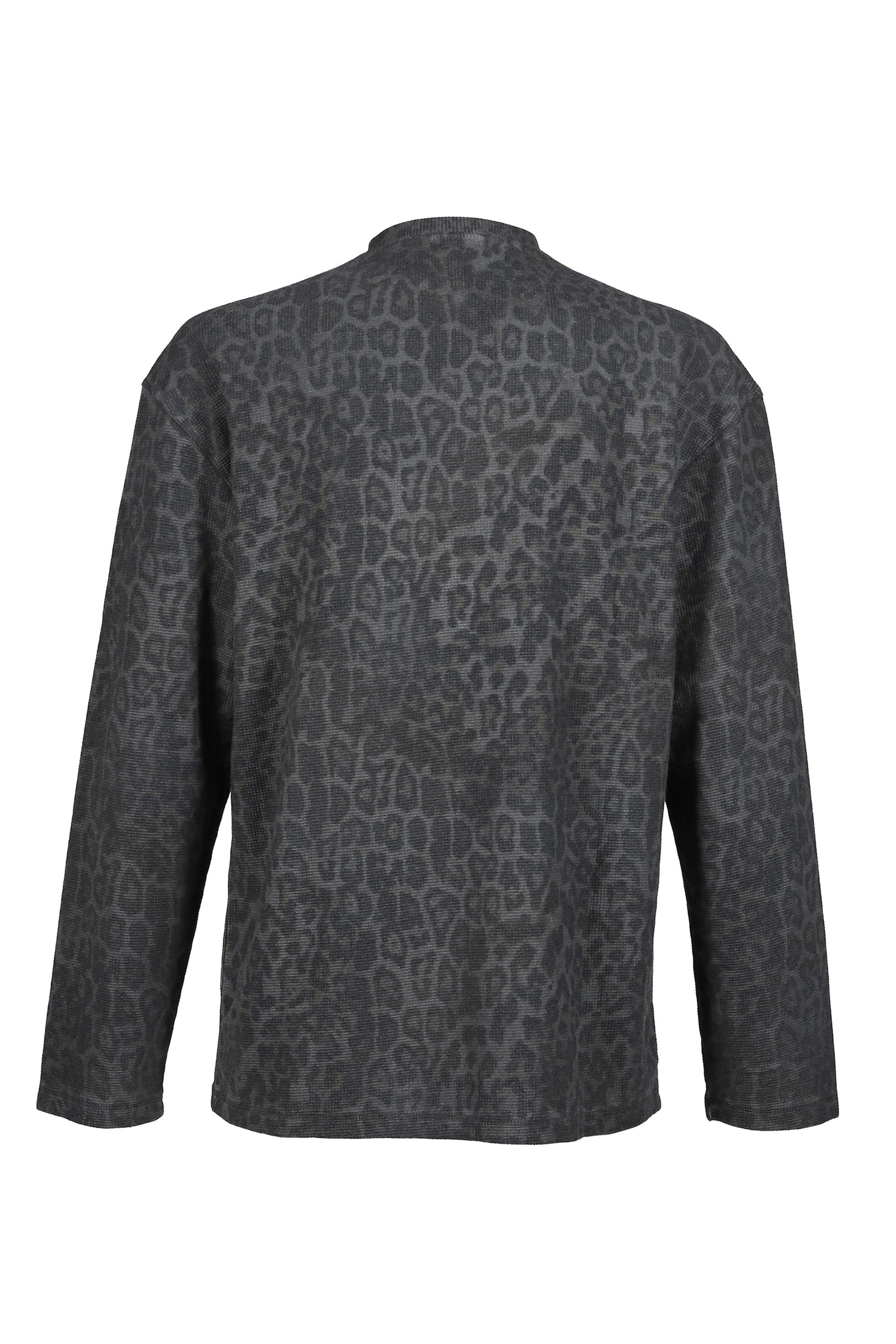CHARCOAL LEOPARD WAFFLE LS TOP / LEO