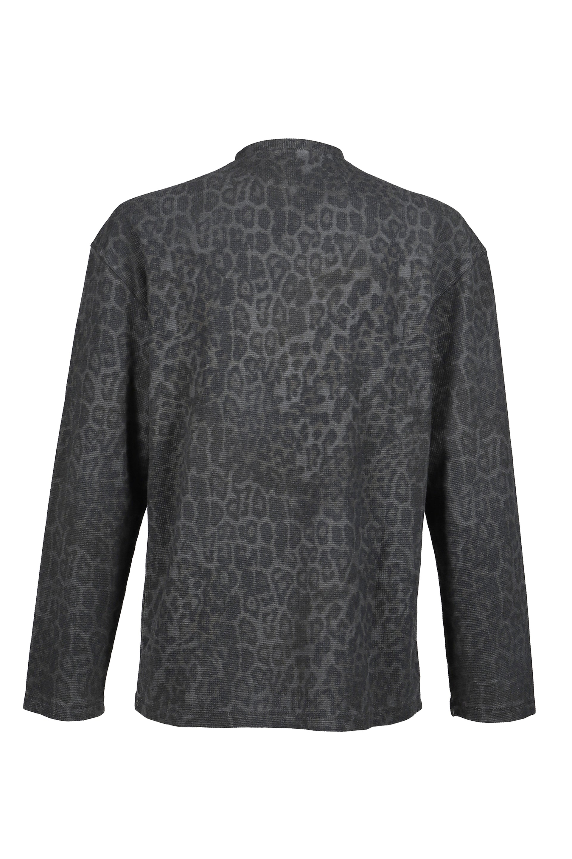 CHARCOAL LEOPARD WAFFLE LS TOP / LEO