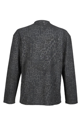 CHARCOAL LEOPARD WAFFLE LS TOP / LEO