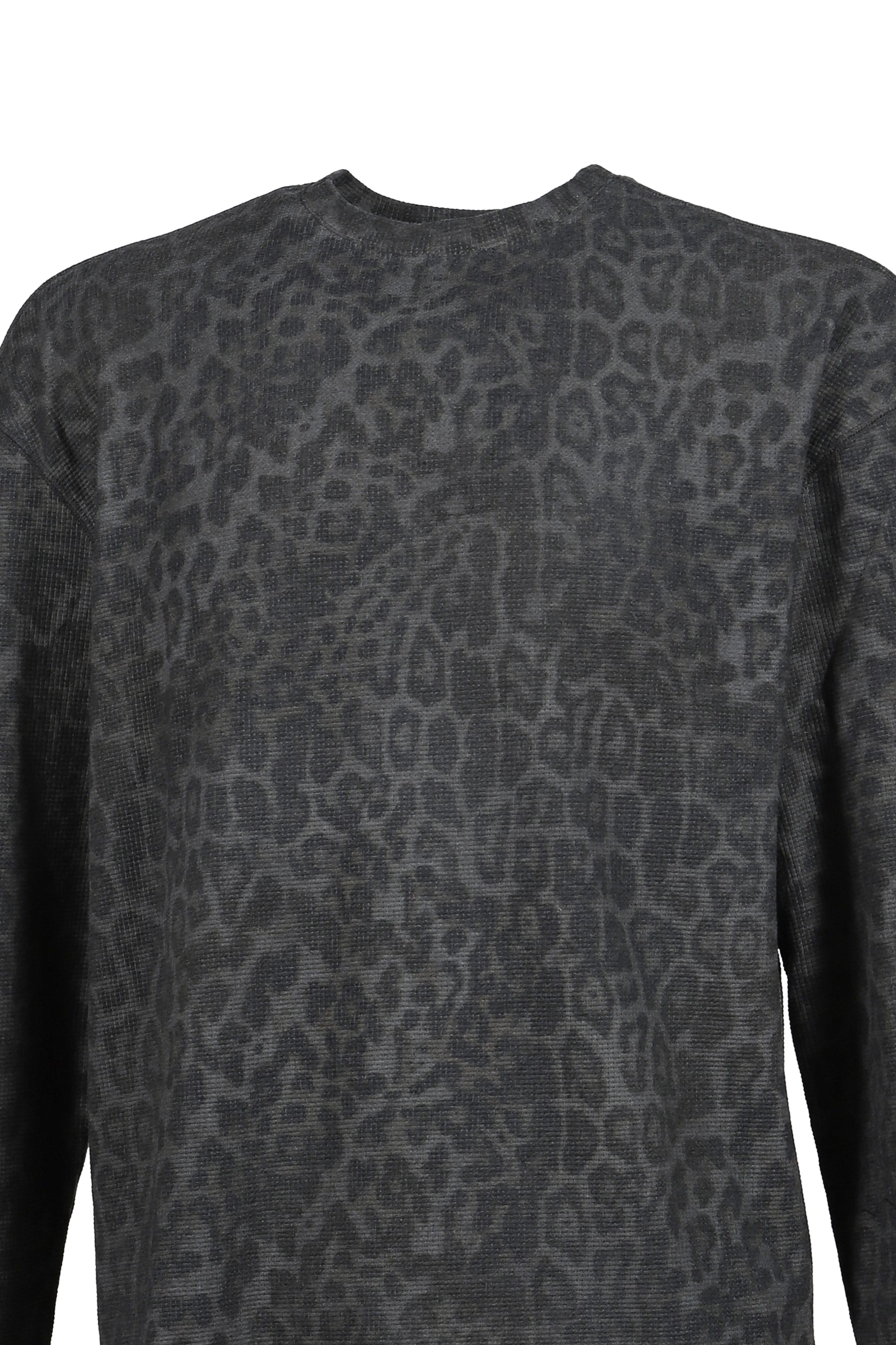 CHARCOAL LEOPARD WAFFLE LS TOP / LEO