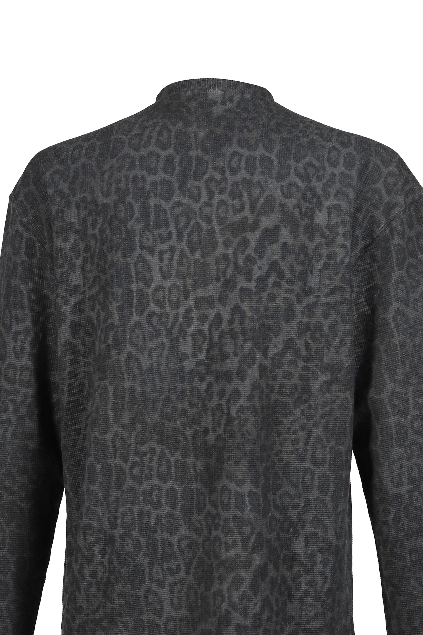 CHARCOAL LEOPARD WAFFLE LS TOP / LEO