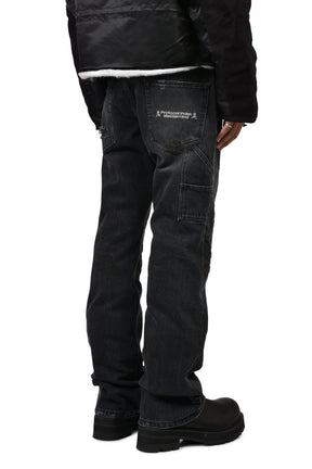 EMBROIDERED BOOT CUT JEANS / BLK