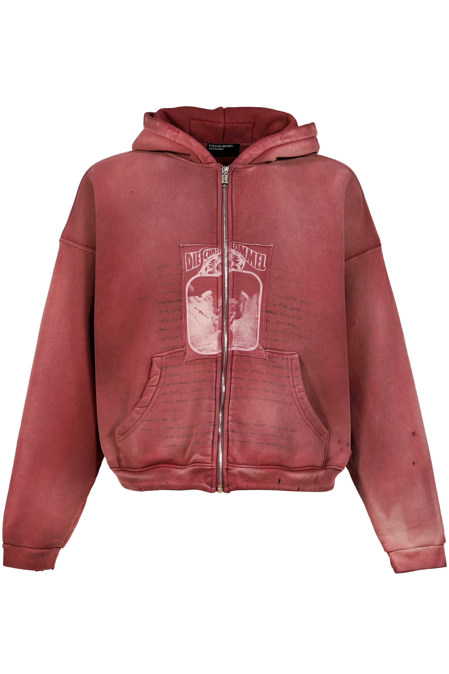 ROCK / PAPER / SCISSORS II ASSEMBLAGE ZIP HOODIE / MAROON