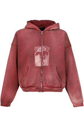 ROCK / PAPER / SCISSORS II ASSEMBLAGE ZIP HOODIE / MAROON