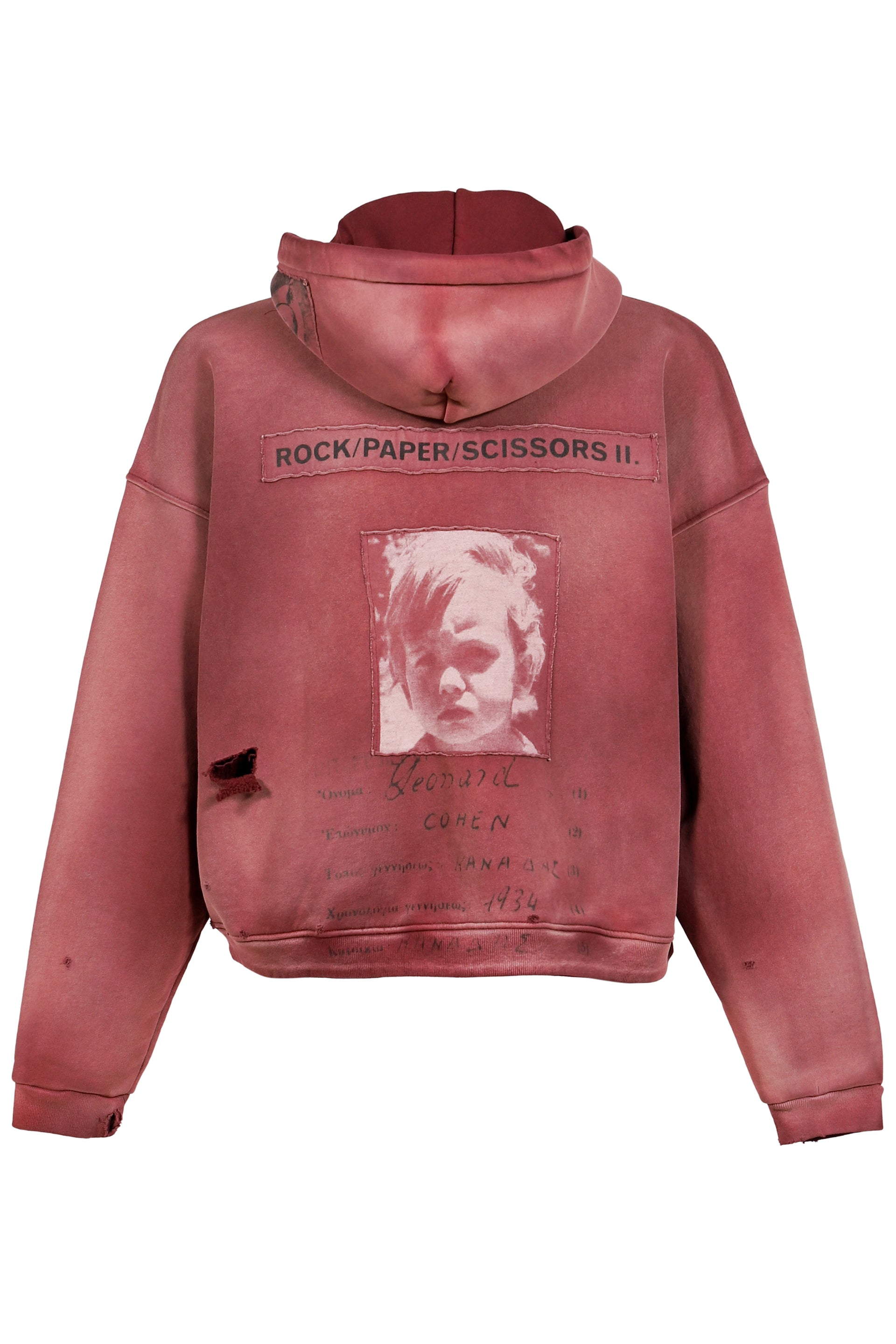 ROCK / PAPER / SCISSORS II ASSEMBLAGE ZIP HOODIE / MAROON