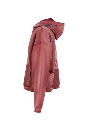 ROCK / PAPER / SCISSORS II ASSEMBLAGE ZIP HOODIE / MAROON