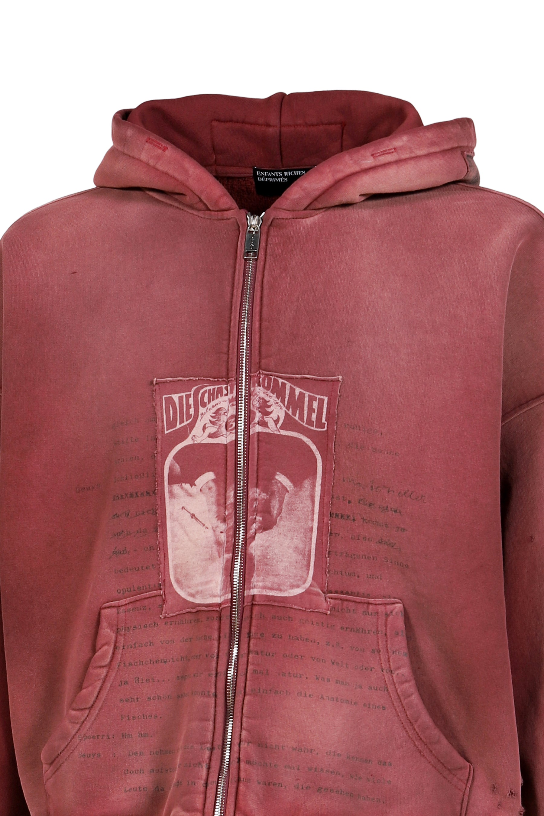 ROCK / PAPER / SCISSORS II ASSEMBLAGE ZIP HOODIE / MAROON