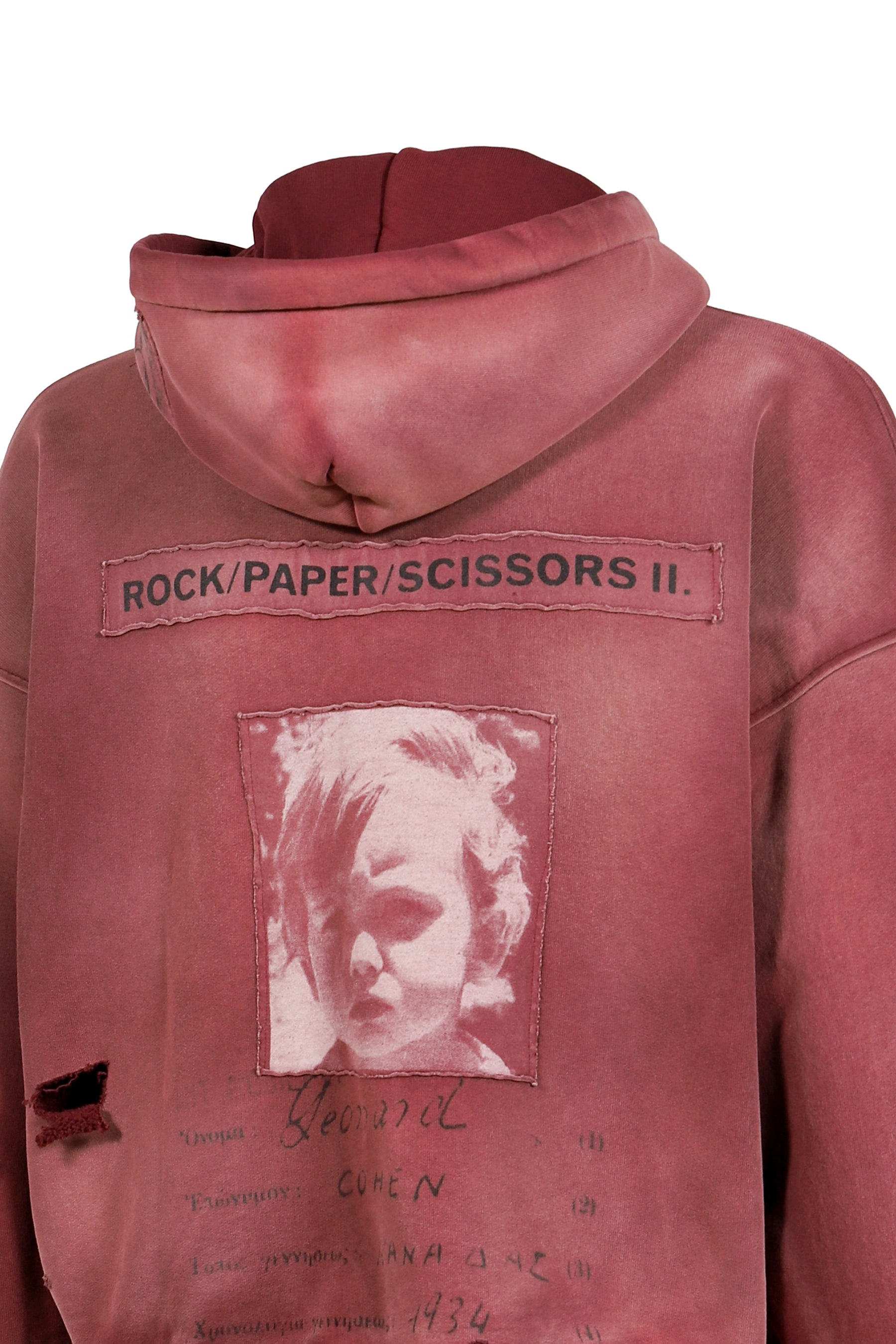 ROCK / PAPER / SCISSORS II ASSEMBLAGE ZIP HOODIE / MAROON