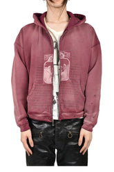 ROCK / PAPER / SCISSORS II ASSEMBLAGE ZIP HOODIE / MAROON