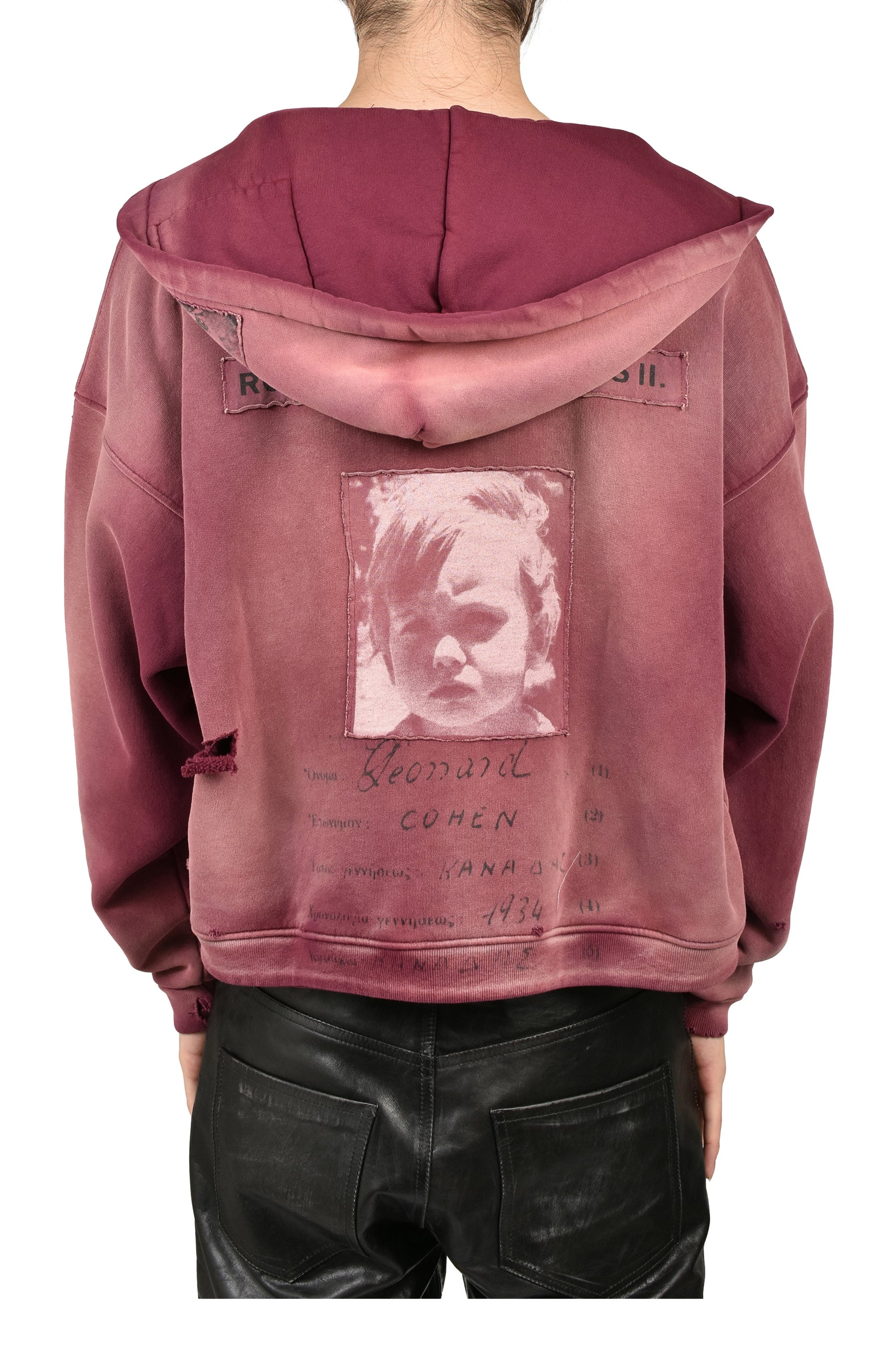 ROCK / PAPER / SCISSORS II ASSEMBLAGE ZIP HOODIE / MAROON