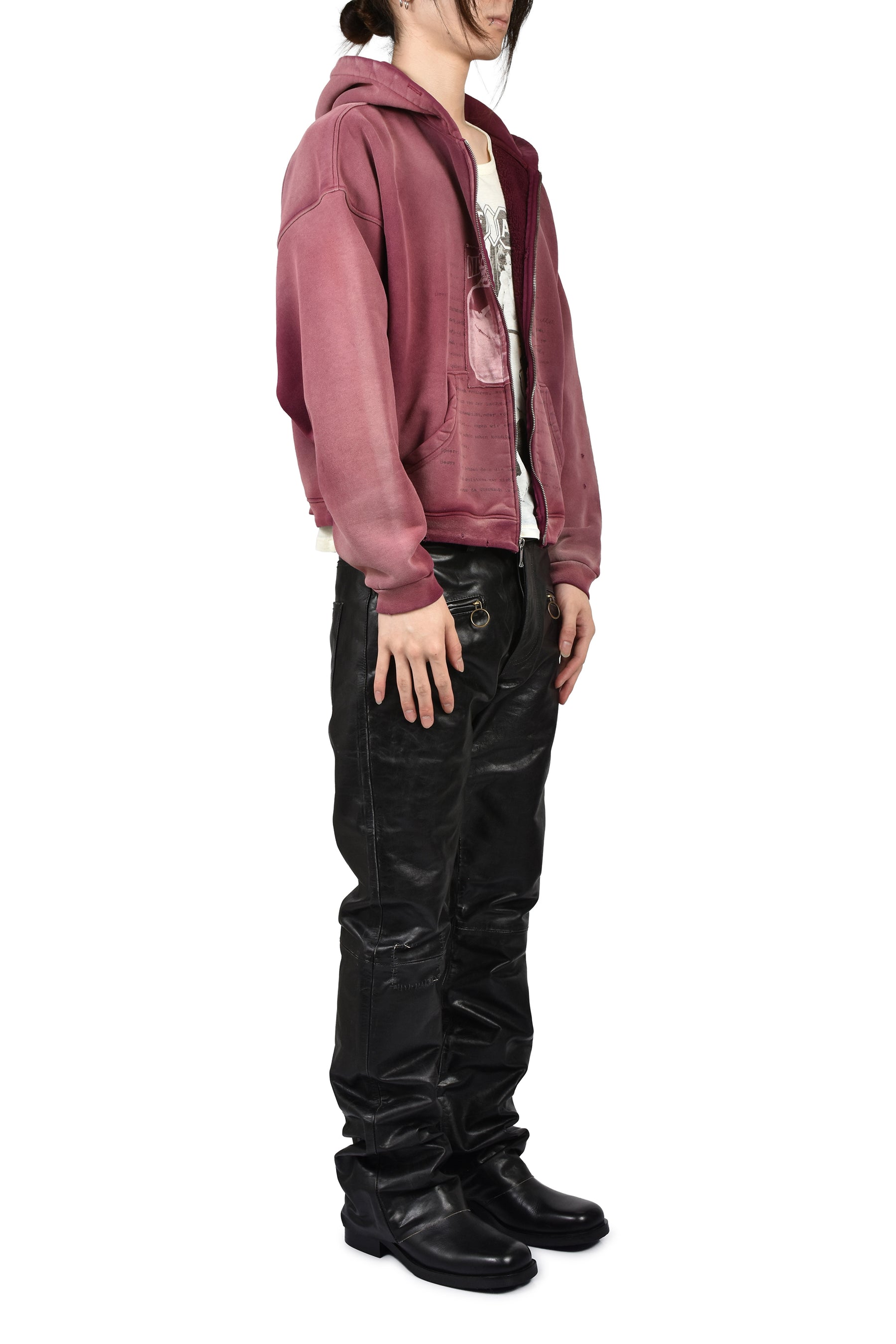 ROCK / PAPER / SCISSORS II ASSEMBLAGE ZIP HOODIE / MAROON