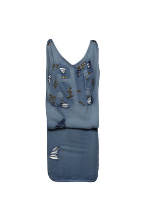 Jaded London ROUTE 66 STUDDED BACKLESS DRESS / BLU