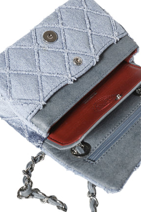 RHOMBUS DENIM CHAIN BAG NANO / BLU