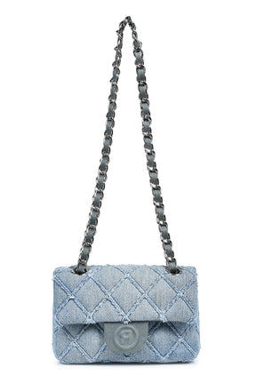 RHOMBUS DENIM CHAIN BAG NANO / BLU