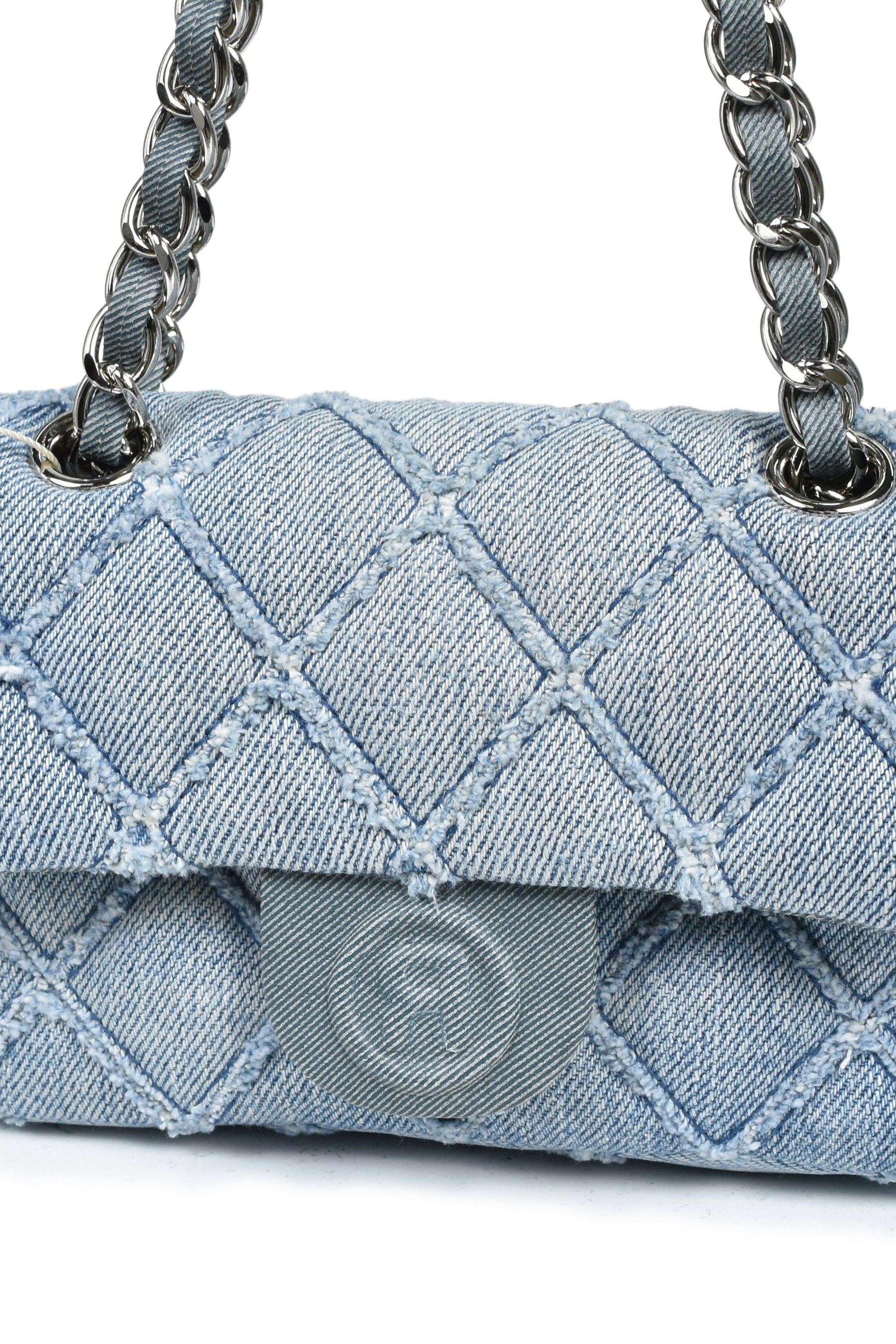 RHOMBUS DENIM CHAIN BAG NANO / BLU