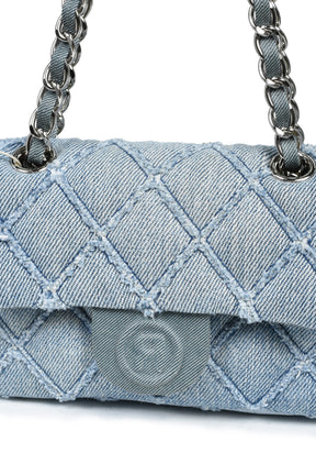 RHOMBUS DENIM CHAIN BAG NANO / BLU