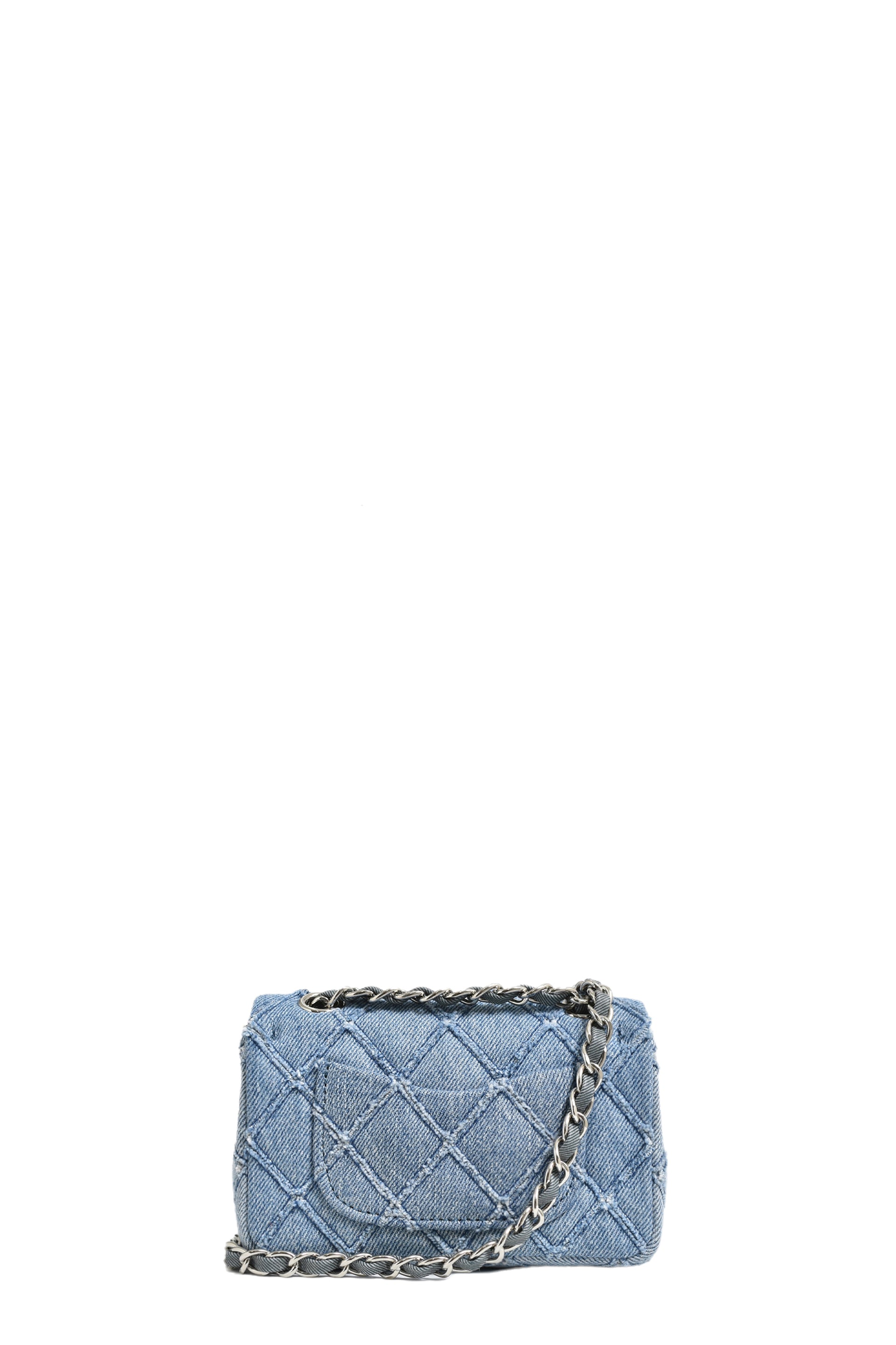 RHOMBUS DENIM CHAIN BAG NANO / BLU