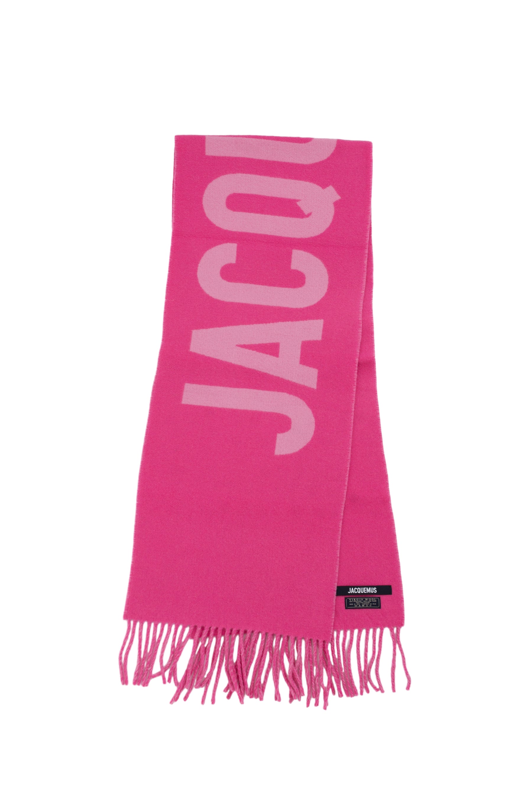 Logo Jacquard Virgin Wool Scarf in Beige - Jacquemus