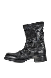 LEATHER BOXING COMBAT BOOT / BLK