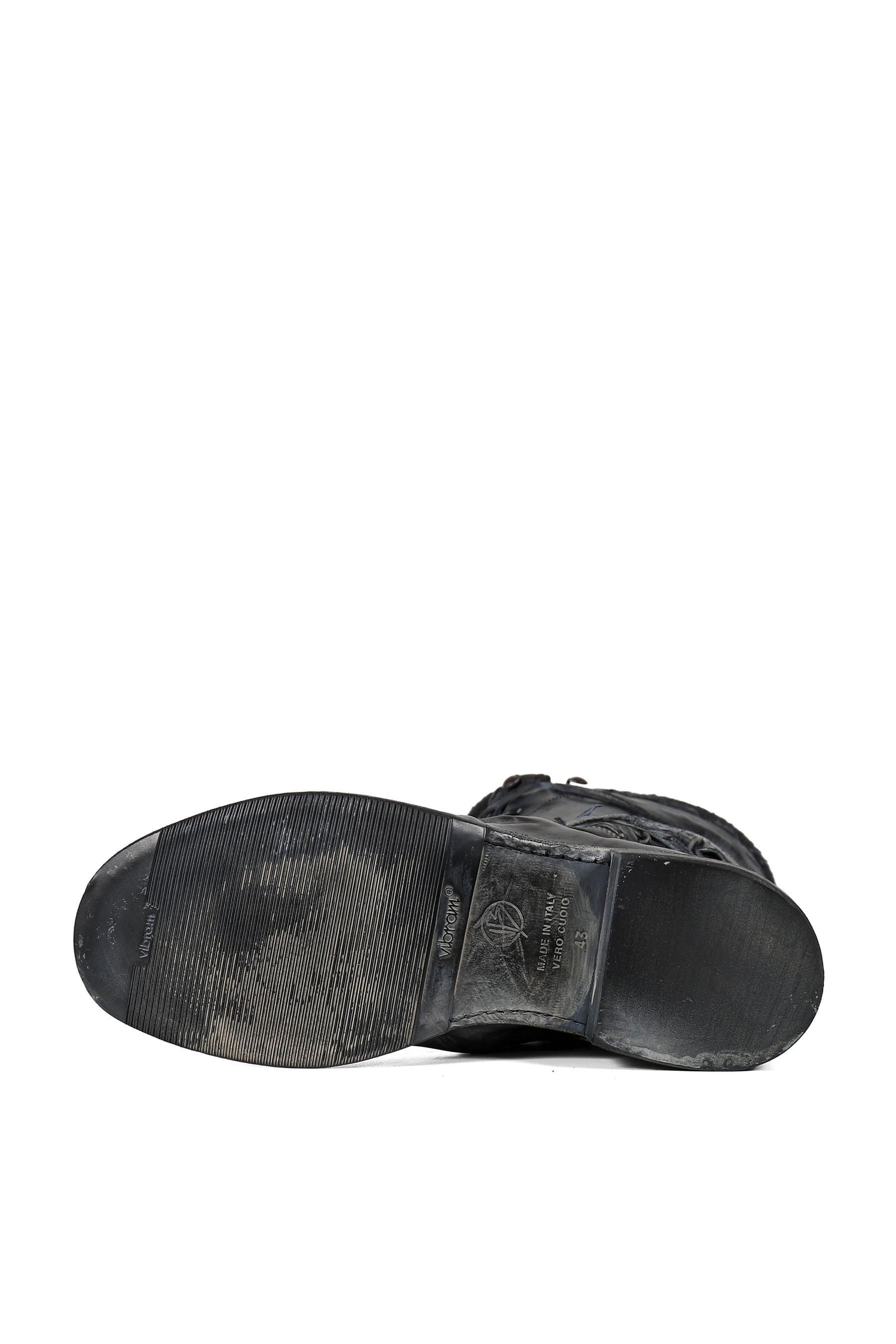 LEATHER BOXING COMBAT BOOT / BLK