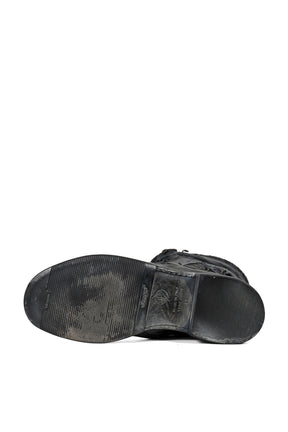 LEATHER BOXING COMBAT BOOT / BLK