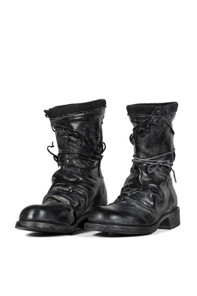 LEATHER BOXING COMBAT BOOT / BLK