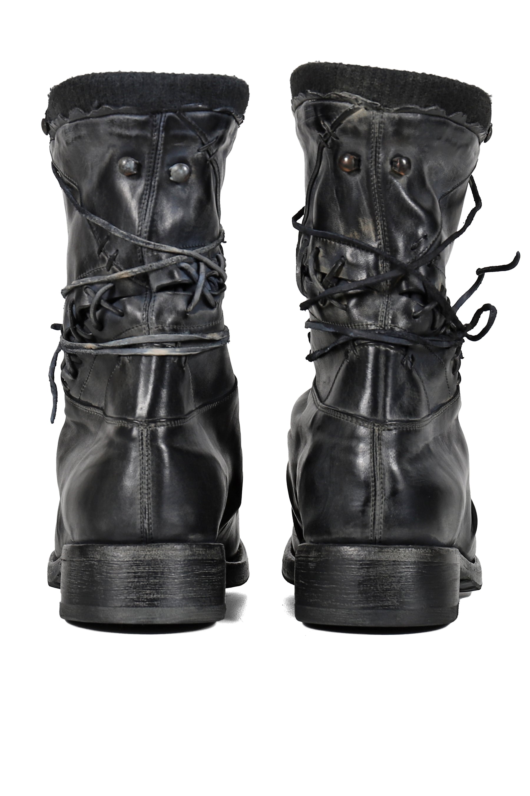 LEATHER BOXING COMBAT BOOT / BLK