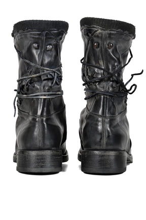 LEATHER BOXING COMBAT BOOT / BLK