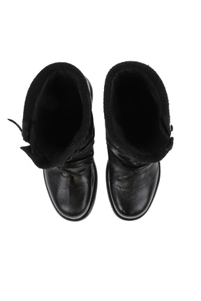 LEATHER BOXING COMBAT BOOT / BLK