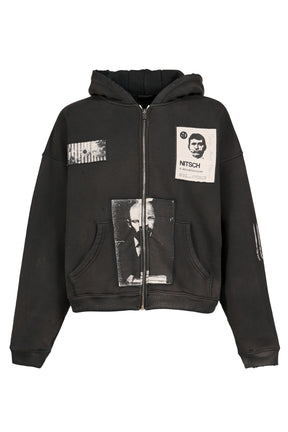 LENIN’S NAP TIME ASSEMBLAGE ZIP HOODIE / WASHED BLK