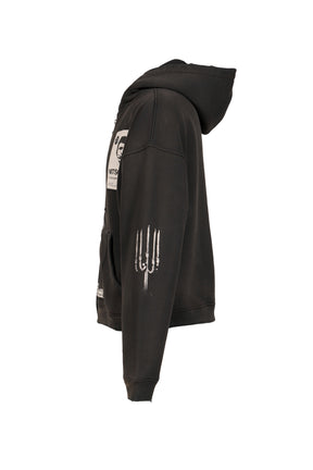 LENIN’S NAP TIME ASSEMBLAGE ZIP HOODIE / WASHED BLK