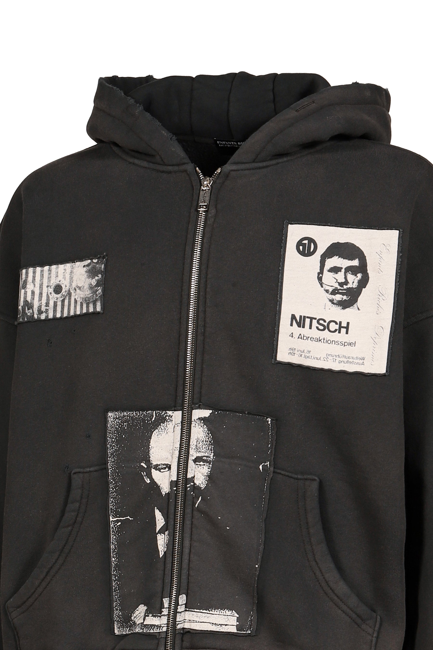 LENIN’S NAP TIME ASSEMBLAGE ZIP HOODIE / WASHED BLK
