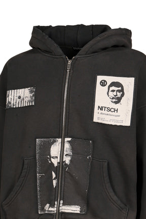 LENIN’S NAP TIME ASSEMBLAGE ZIP HOODIE / WASHED BLK