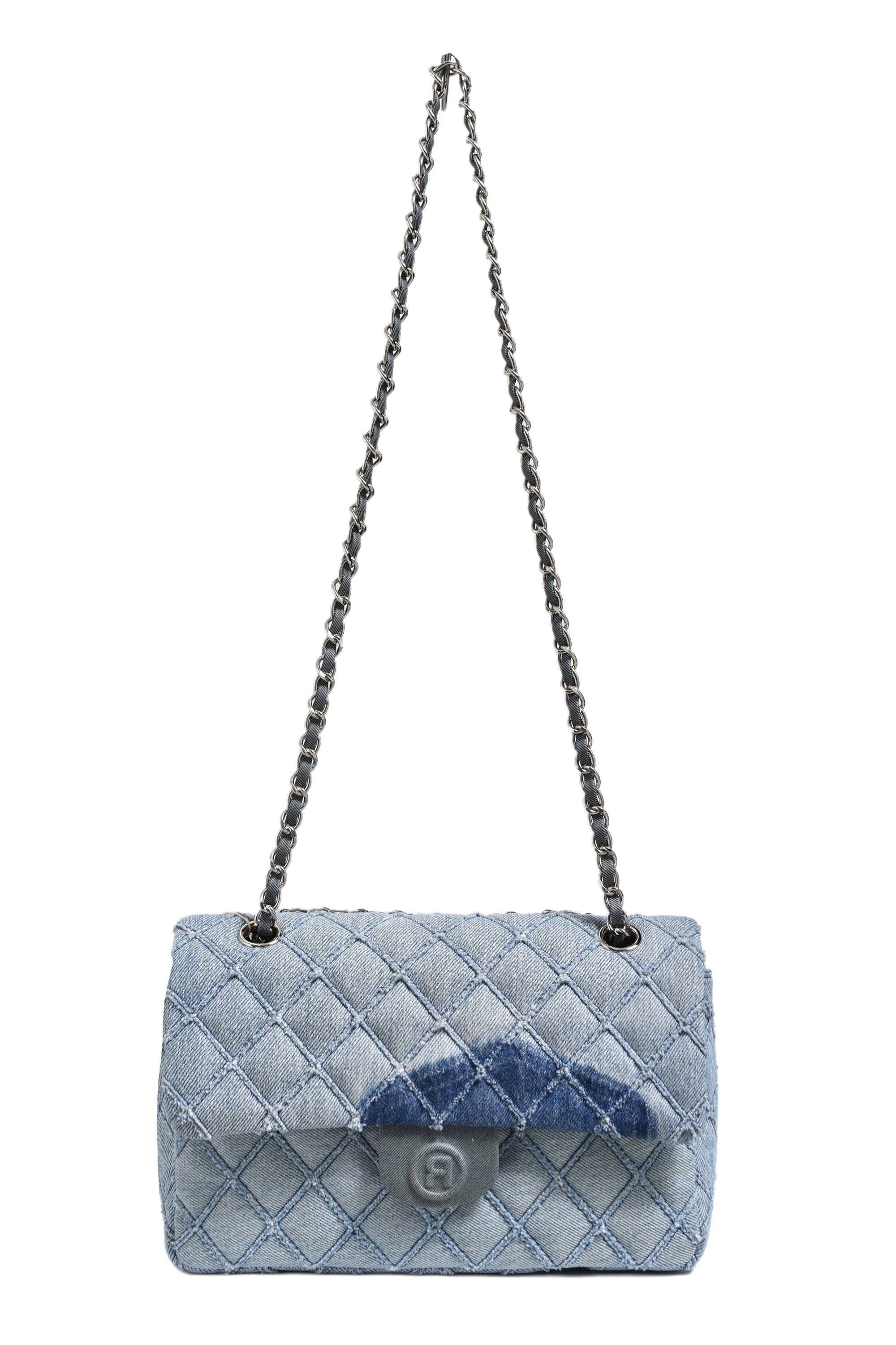 RHOMBUS DENIM CHAIN BAG / BLU