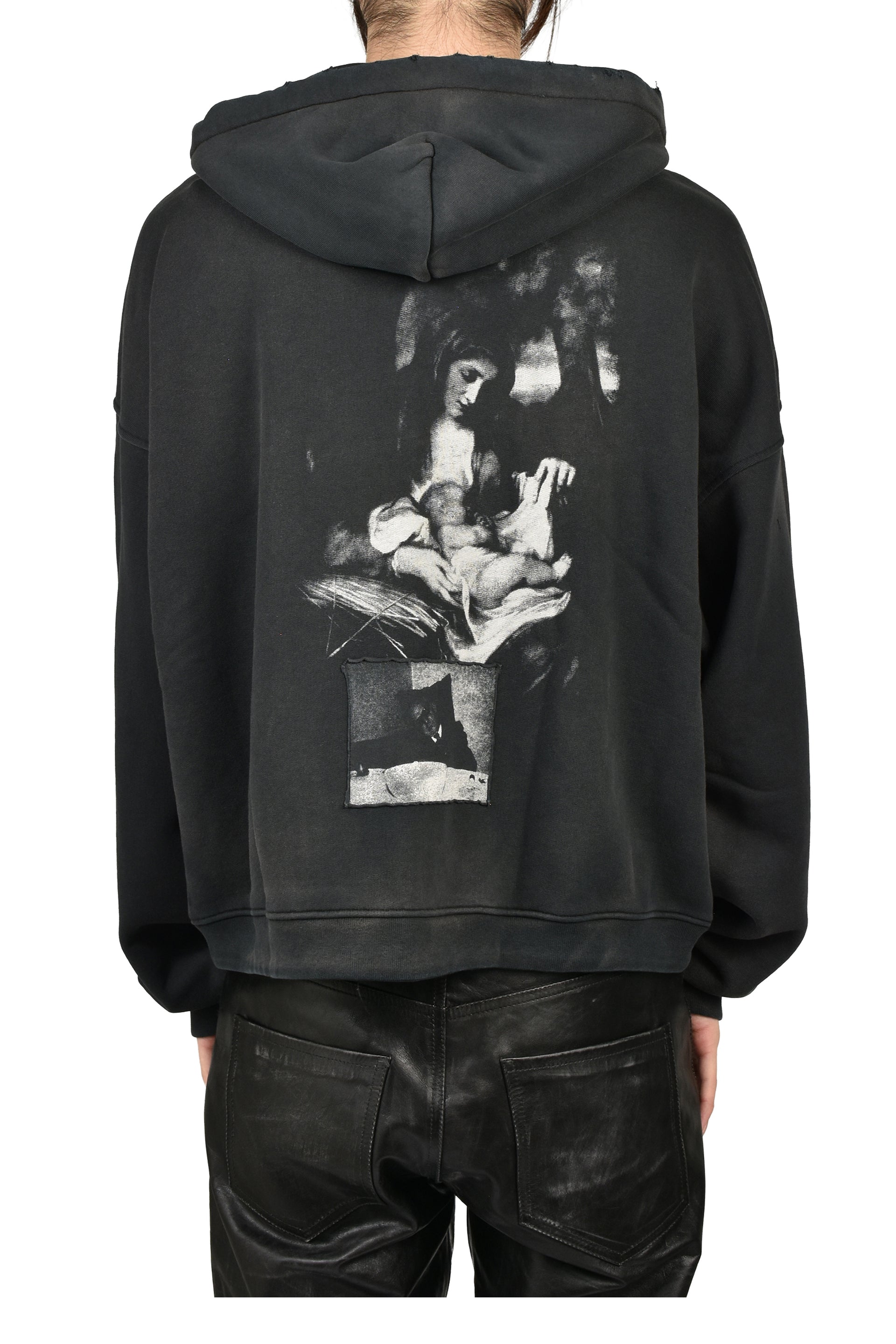 LENIN'S NAP TIME ASSEMBLAGE ZIP HOODIE / WASHED BLK