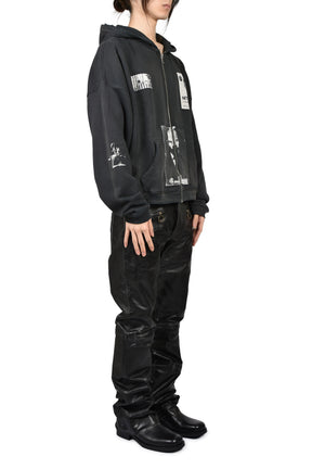 LENIN'S NAP TIME ASSEMBLAGE ZIP HOODIE / WASHED BLK