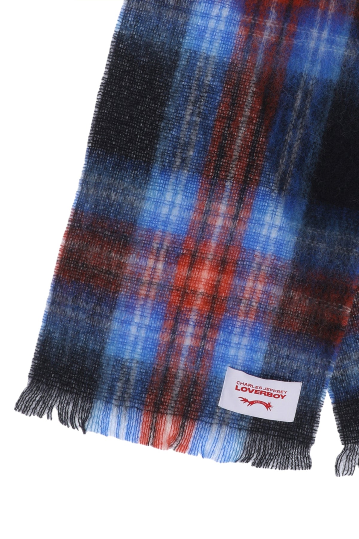 MOHAIR SCARF / BLK BLU RED CHECK