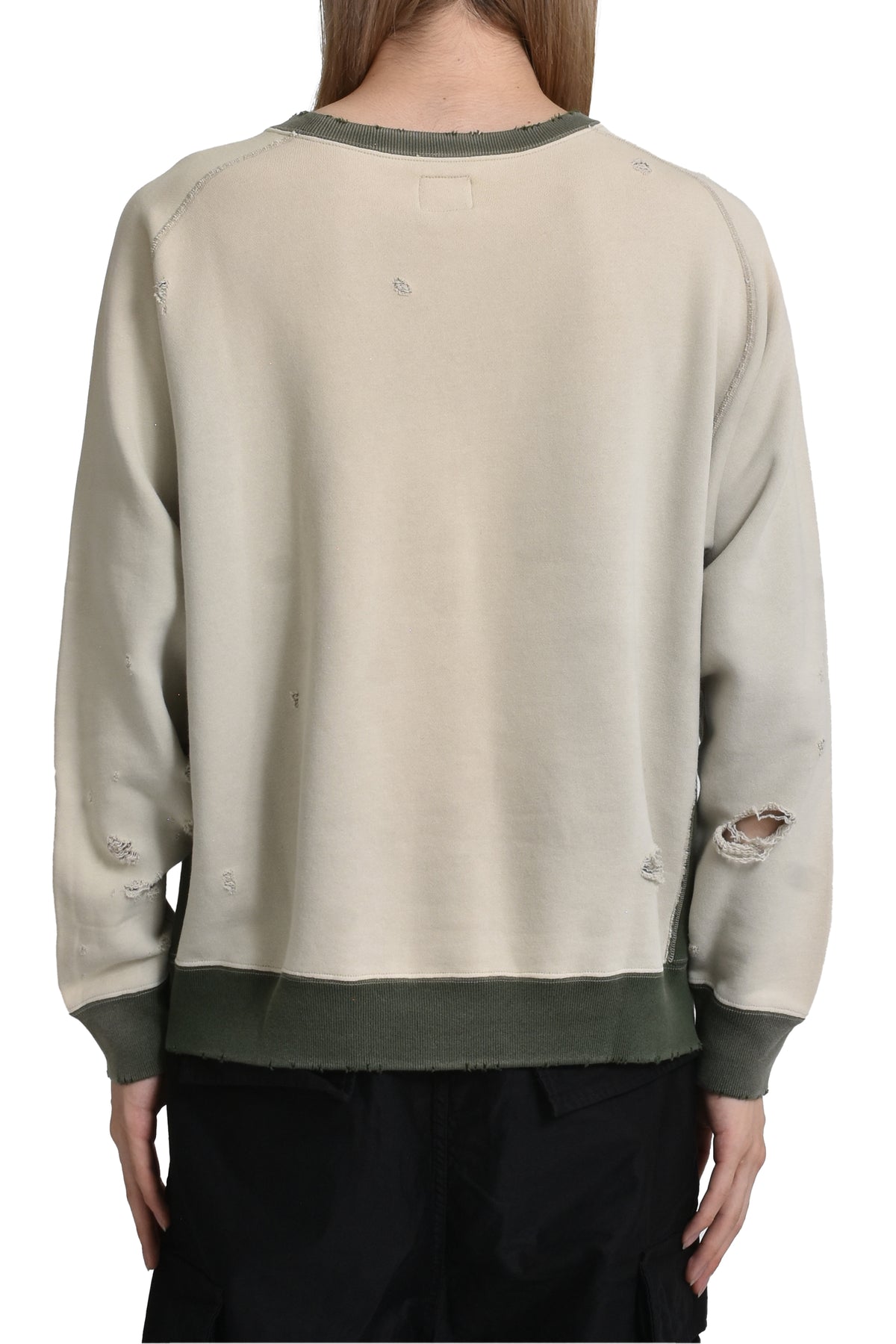 2-TONE CREW NECK SWEAT SHIRT - COTTON FRENCH TERRY / BEI