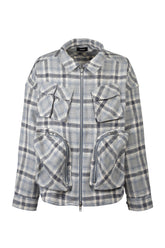 CHECK BDU JACKET / BLU