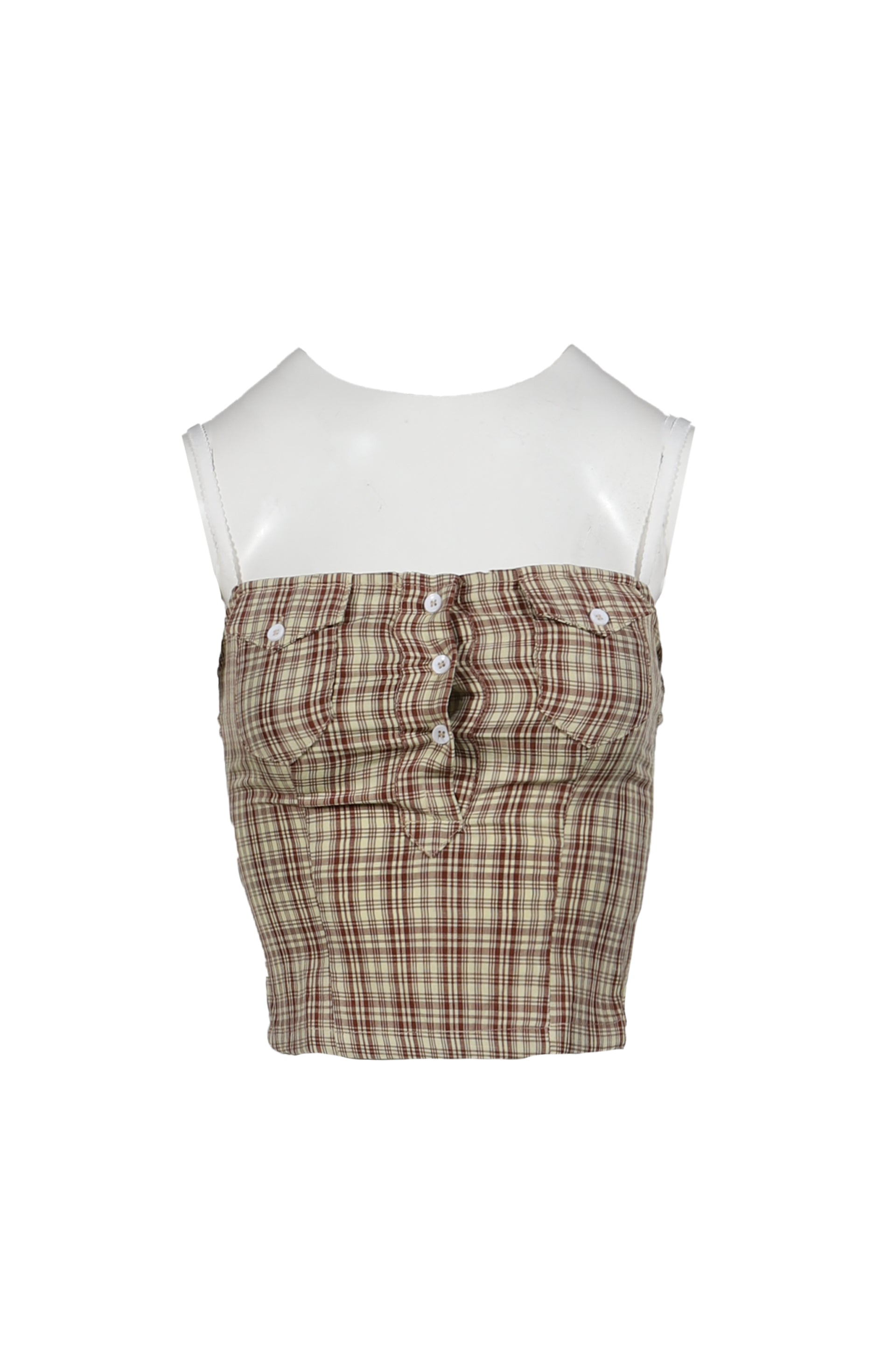 Jaded London LULU CHECK CORSET TOP / BEG